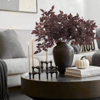 Hananona 4 Pcs Artificial Cimicifuga Leaf Spray, 23 Inch Faux Burgundy Fall Greenery Branch with Long Stems for Vase, Farmhouse Thanksgiving Autumn Centerpiece Halloween Decor (4, Chocolate)
