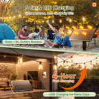 addlon 52(48+4) FT Solar String Lights Waterproof,Patio Lights Solar Powered with Remote & USB Port 16+1 LED Shatterproof Bulbs 3 Light Modes, Dimmable Solar Light for Camping Backyard Garden