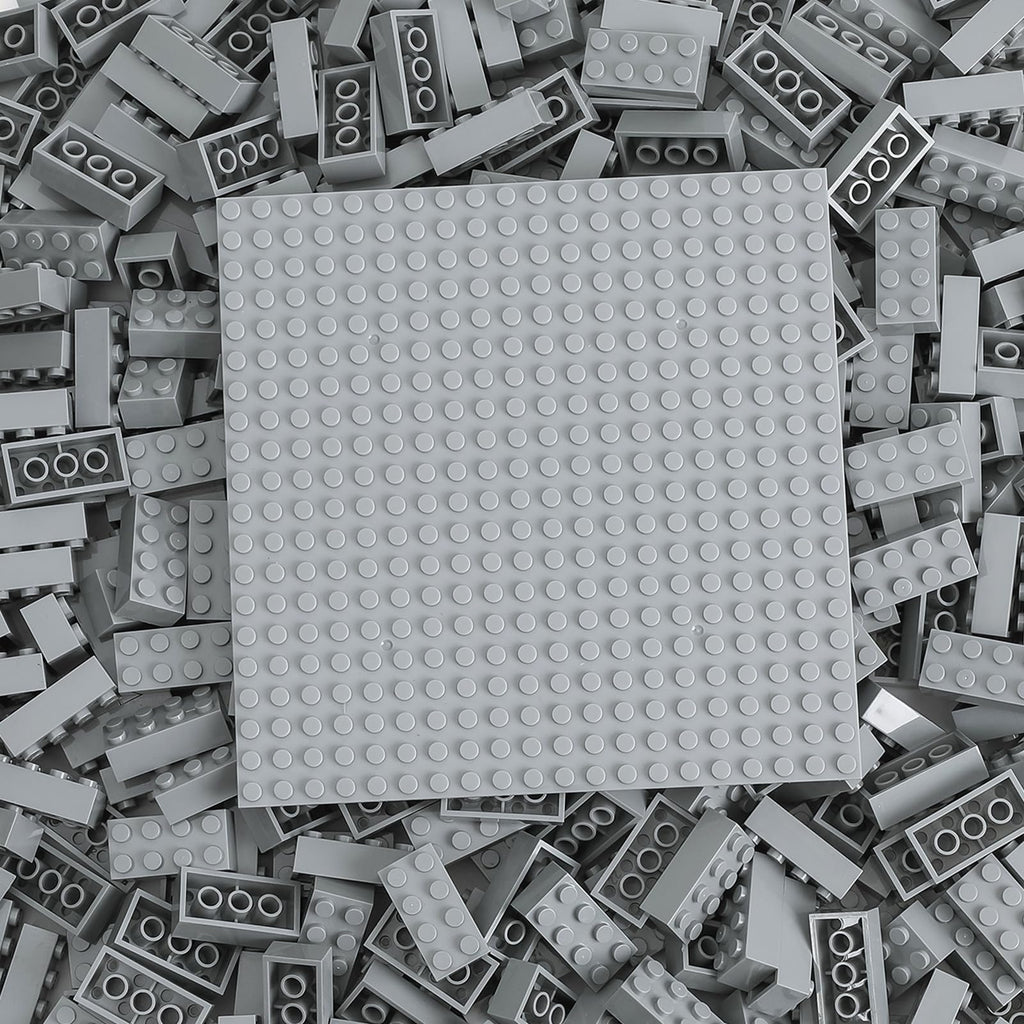 HUIZDQ 500 Piece Classic Building Bricks and 1 Gray Baseplate, 2x4 Bricks Bulk Creative Building Toys, Blocks Bulk for Kids Ages 6+, Light Gray