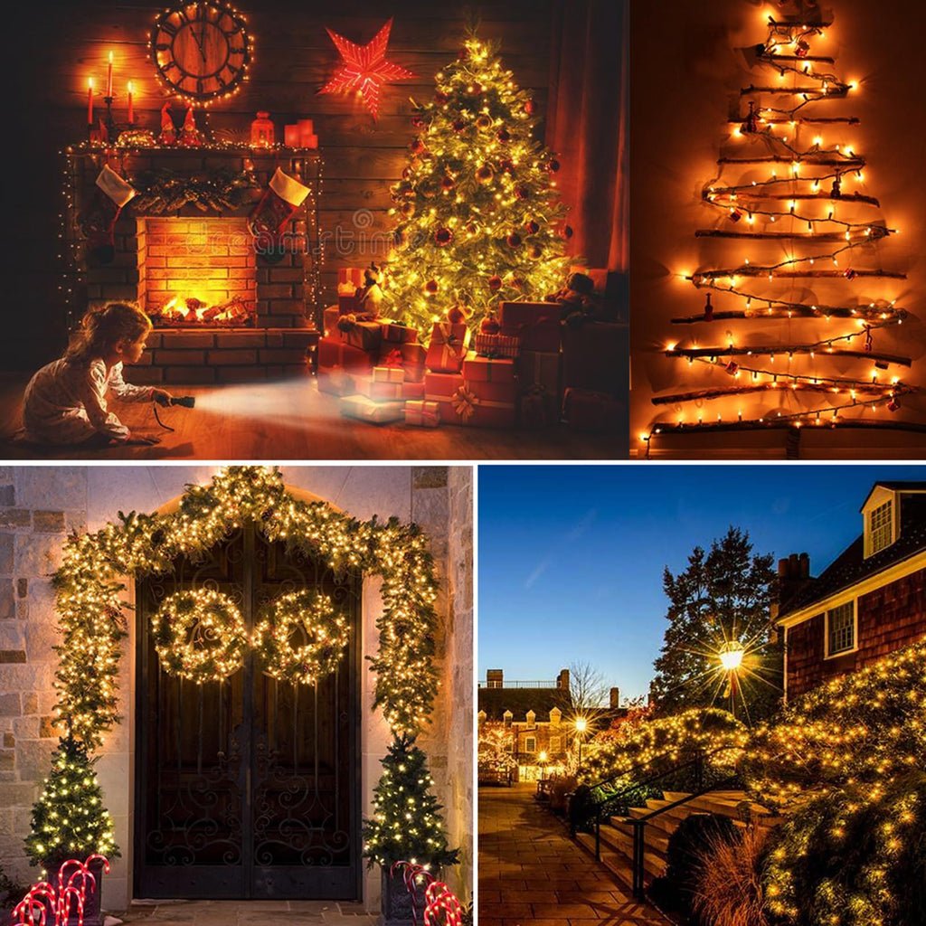 BrizLabs Clear Christmas Lights Outdoor 300 Count Incandescent Light String