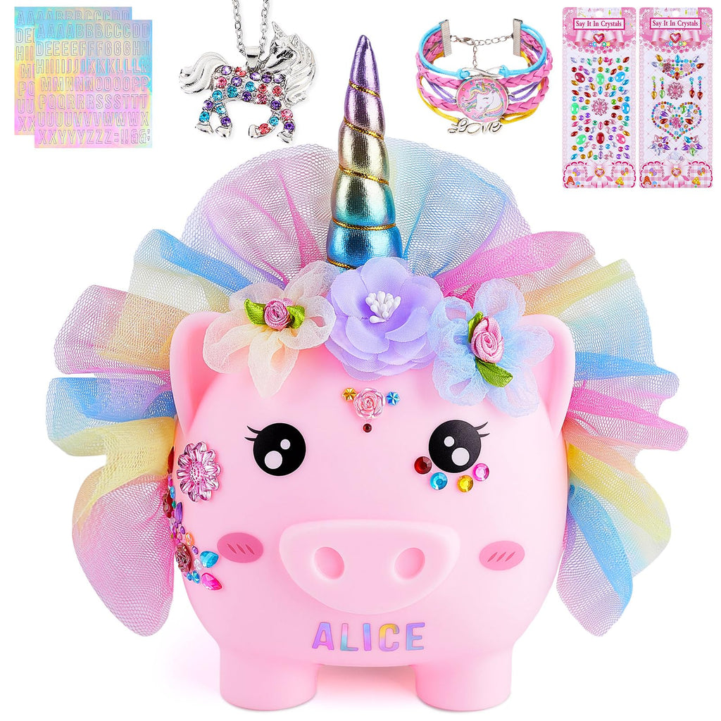 Play Tailor Piggy Bank for Girls Unicorn Coin Bank Christmas Birthday Gifts