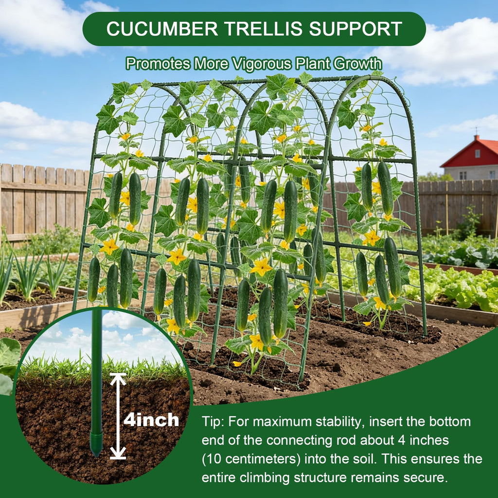 63"x47"x22" U-Shape Cucumber Trellis, Metal Plant Support with Net