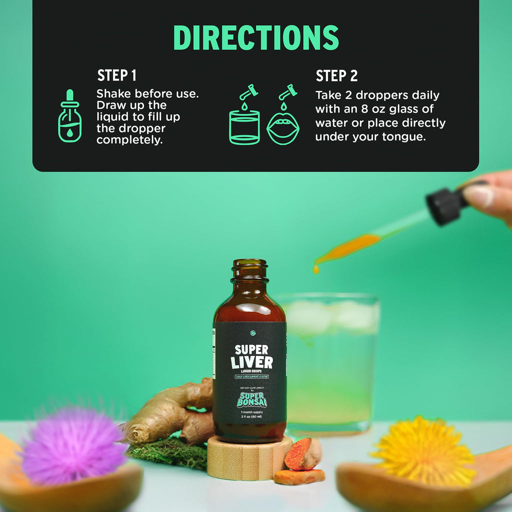 SuperBonsai Milk Thistle Herbal Liquid Supplement - Doctor-Formulated Botanical Blend with Milk Thistle and Dandelion Root - Vegan Non-GMO Drops - 3 Month Supply