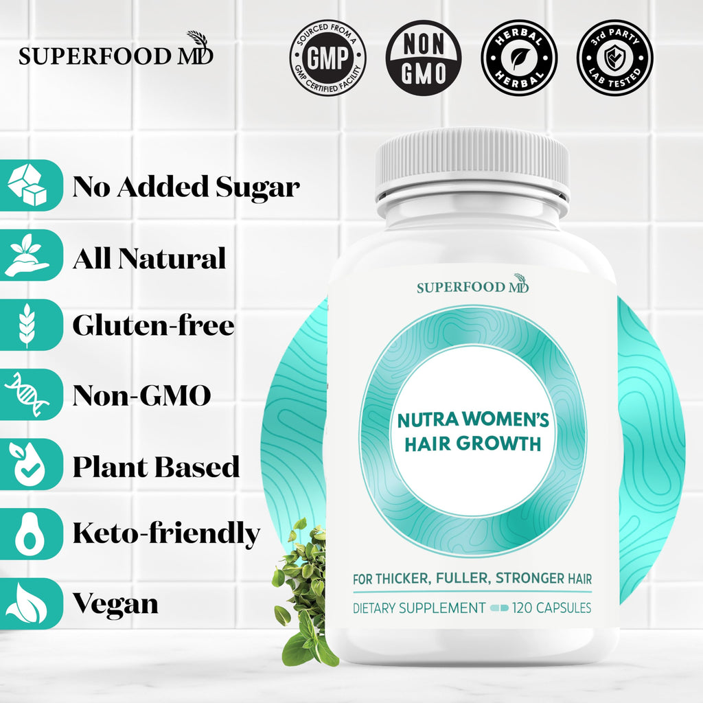 Women's Balance Hair Growth Supplements, Ages 45 and Up, Customer Proven for Visibly Thicker Hair and Scalp Coverage, Soy-Free, Made with 26 Ingredients Including Beta Carotenes - 1 Month Supply