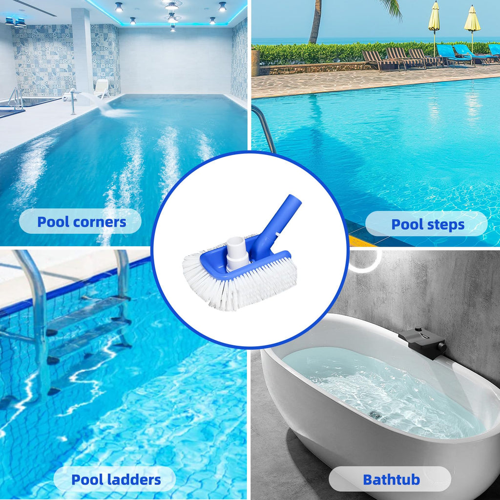 Pool Vacuum Head Brush for Inground & Above Ground Pools, Heavy Duty Round Scrubber Pool Brush with 1/4" or 1/2" Swivel Hose Connection, No Pole