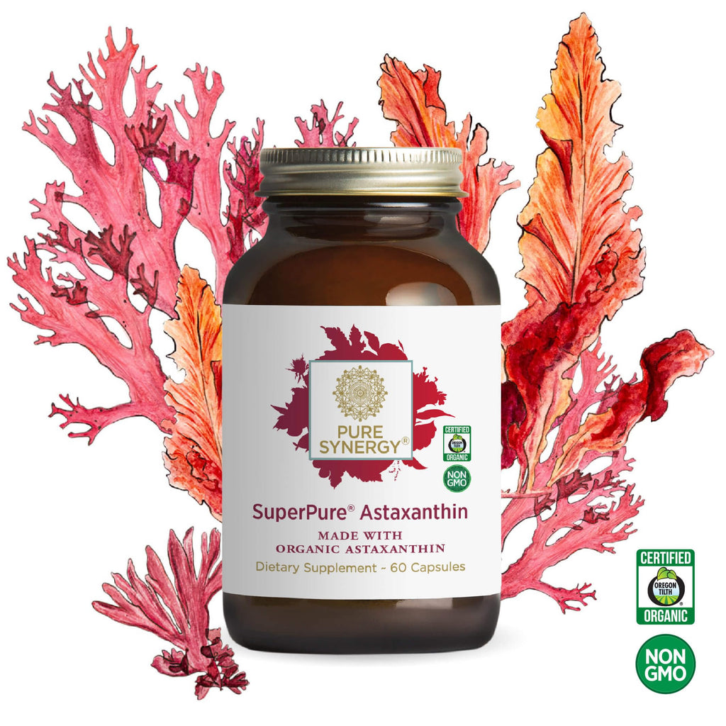PURE SYNERGY SuperPure Astaxanthin Extract | Organic Astaxanthin from Algae with Sunflower Lecithin | Antioxidant Support for Skin and Eye Health (60 Capsules)