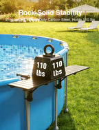Kompoll Pool Bar Heavy Duty & Stable Poolside Bar for Above Ground Pool, Fits Top Rails up to 4.48" or Less, Holds 110 lbs, 49" x9.6" Swim Up Bar for Frame Round & Oval Above Ground Pools Accessories