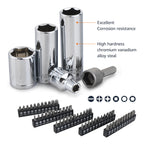 Amazon Basics 201-Piece Mechanic's Socket Tool Set With Case, SAE and Metric Sizes, Chrome-Vanadium Steel, Portable