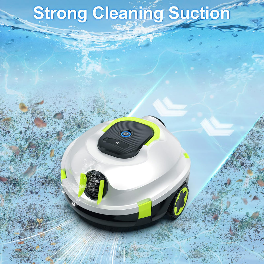 Y20 Robotic Pool Cleaner, Cordless Pool Vacuum for Above Ground & Inground Flat Pools with Dual Motors, 120 Min Runtime, Auto-Parking, Powerful Pool Vacuum Robot for Up to 1100 Sq.Ft