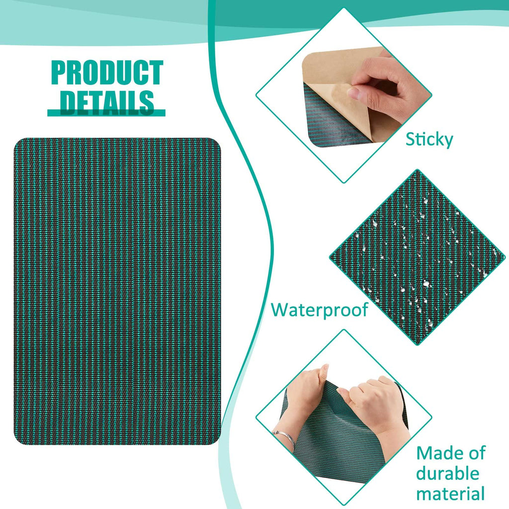 Amylove 12 Pcs Pool Safety Cover Patch Kit Swimming Pool Patch Repair Kit Self Adhesive Mesh for Inground Safety Cover, 12 x 8 Inch, 4 x 8 Inch (Green)