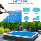 Kakolvan Solar Bubble Hot Tub Spa Cover for 6 x 6 FT Square Inflatable Swimming Pool Blanket Thermal Floating Insulation 16 Mil Bubble Solar Covers for Indoor Outdoor Spa Hot Tub Wrap Covers