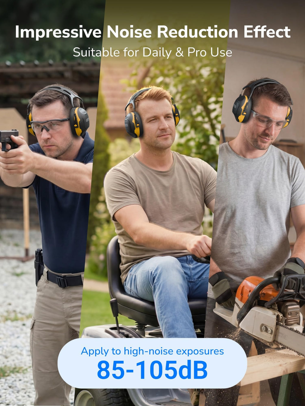 Dr.meter Noise Reduction Ear Muffs, Ear Protection Noise Cancelling Headphones for Adults, Kids Autism Sensory, NRR28dB Hearing Protection Earmuffs for Mowing, Range, Concerts, Monster Jam