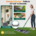 30"x10" Lawn Leveling Rake, Heavy Duty Lawn Leveler with 33"-77" Adjustable Handle, Foldable Ground Leveling Tool for Soil, Sand, Gravel, Ergonomic Design for Lawns, Golf Courses and Backyards