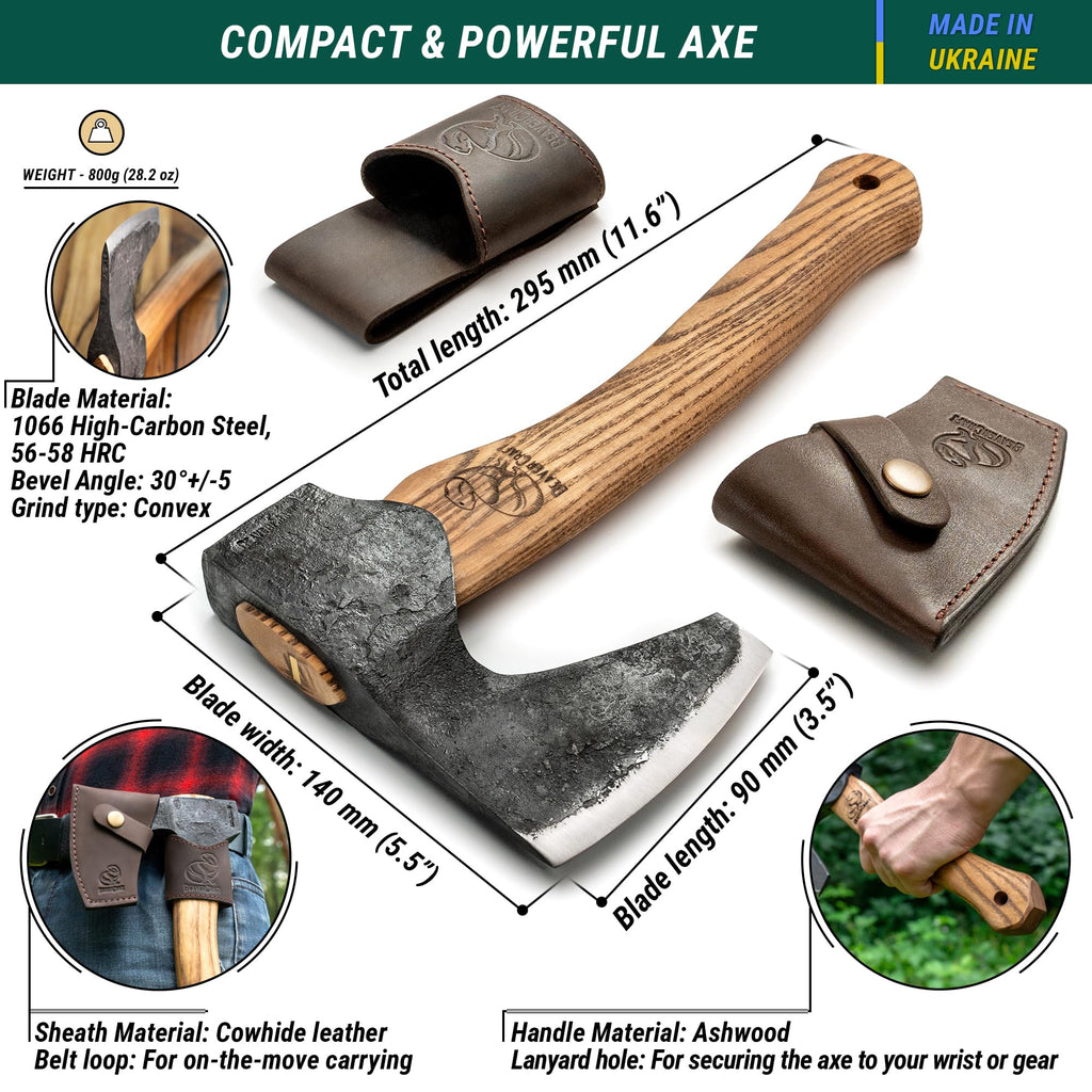 BeaverCraft Bushcraft Hatchet Wood Carving Axe AX6 - Forged Camping Axes & Hatchets - Wood Chopping Axe, Hand Gardening Axes for Splitting - Backpacking Hatchet