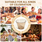 Glowserve 9 oz Clear Plastic Cups Brown Plastic Disposable Cups for Cocktail 150 Pack Fancy Cocktail Cup for Party Stemless Wine Glasses for Party Wedding Graduation Birthday Father's Day
