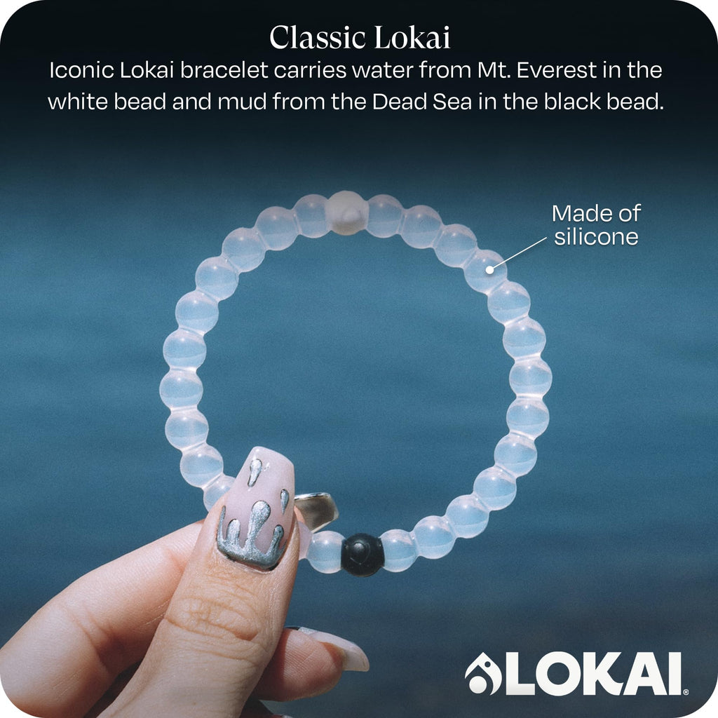 Lokai Classic Clear Beaded Silicone Bracelet for Women & Men, M Jewelry