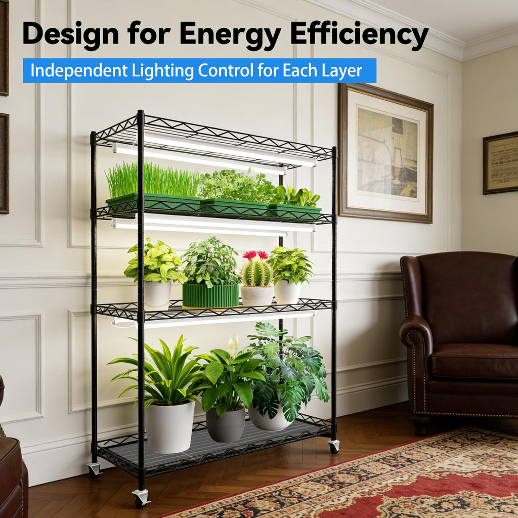 JESLED Indoor Greenhouse with Grow Light, 35.4x13.8x59IN