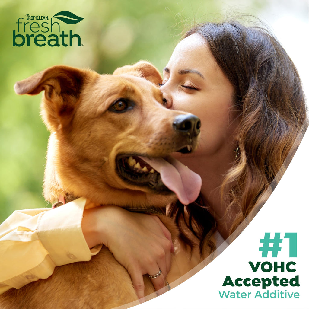 TropiClean Fresh Breath Dental Water Additive, Dog Breath Freshener, 33.8oz