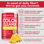 Health Plus Colon Cleanse Digestive Support | No Artificial Flavors | Daily Fiber for Toxin Elimination to Reduce Bloating | Psyllium Husk | Pineapple Flavor | 9 Ounces, 36 Servings