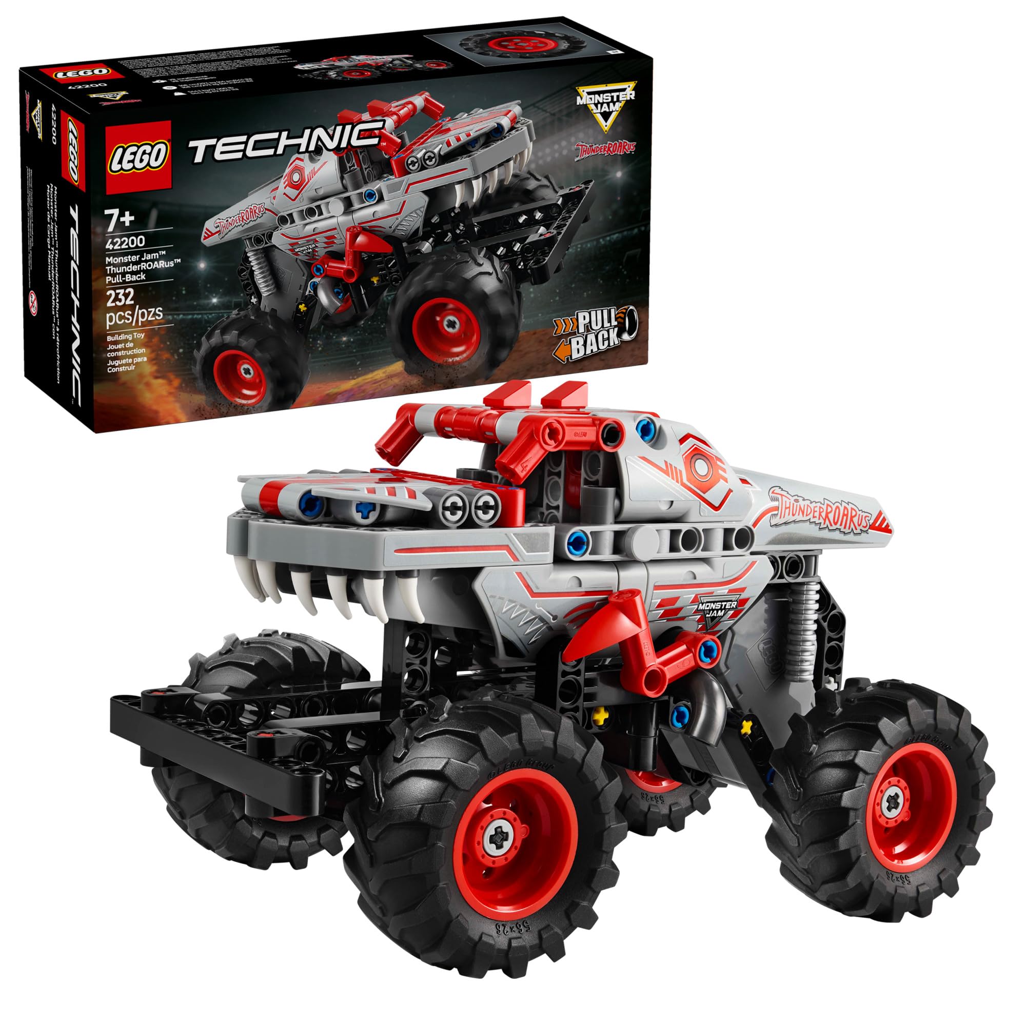 LEGO Technic Monster Jam ThunderROARus Pull-Back Monster Truck Toy - Building Toy for Kids, Boys and Girls, Ages 7+ - Creative Gift Idea for Lovers of Monster Trucks - 42200