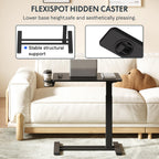 FLEXISPOT H7 Adjustable Overbed Bedside Table with Wheels Pneumatic Mobile Standing Desk Laptop Desk Rolling Computer Cart Movable Overbed Tables Hospital Home Use(27.6" W x 15.7" D, Black Table)