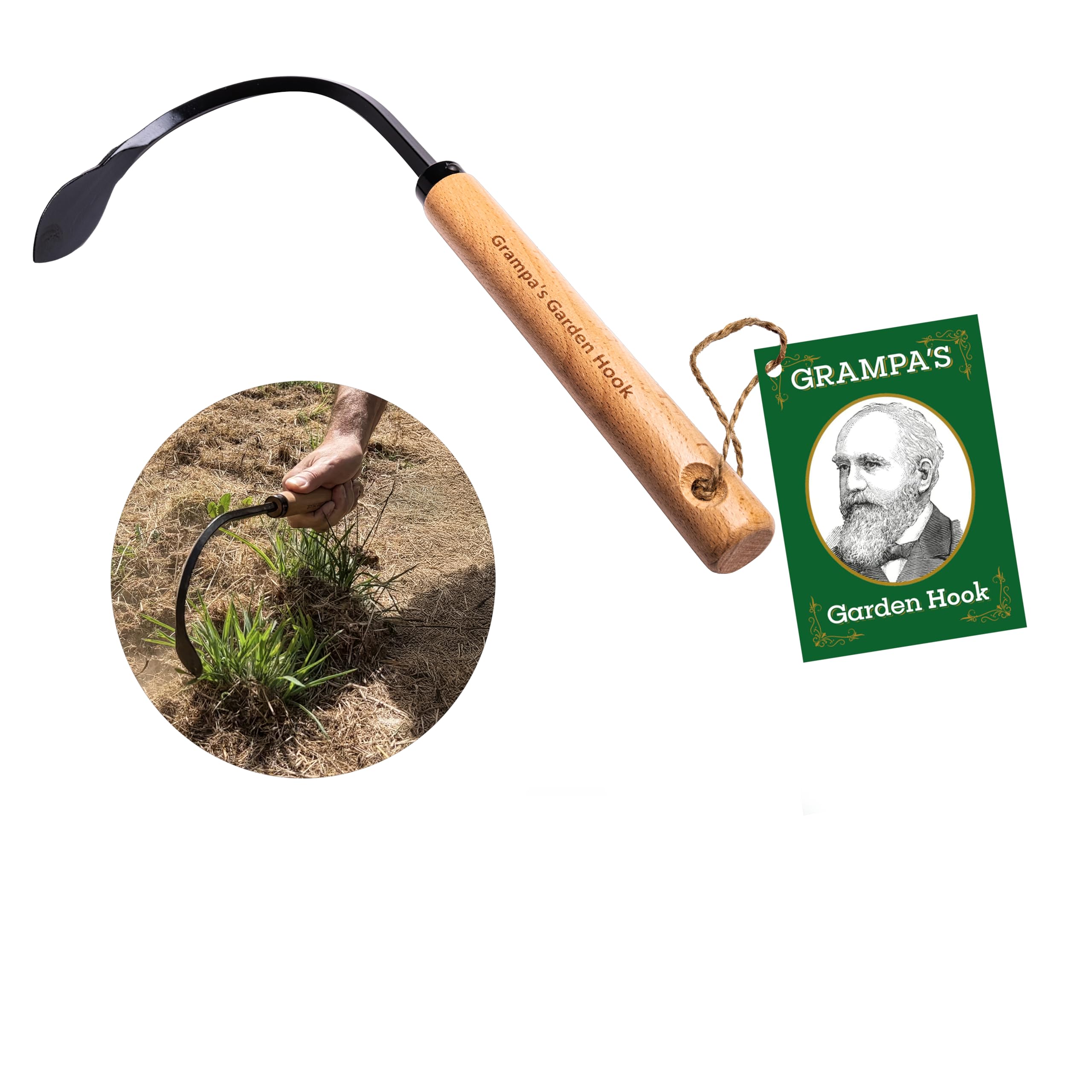 Grampa's Garden Hook Weeder & Cultivator Tool for Digging, Edging, Planting