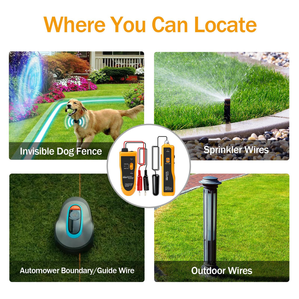 KOLSOL F02 Underground Cable Locator, Wire Tracer with Earphone, Cable Tester for Dog Fence Cables Irrigation Control Wires