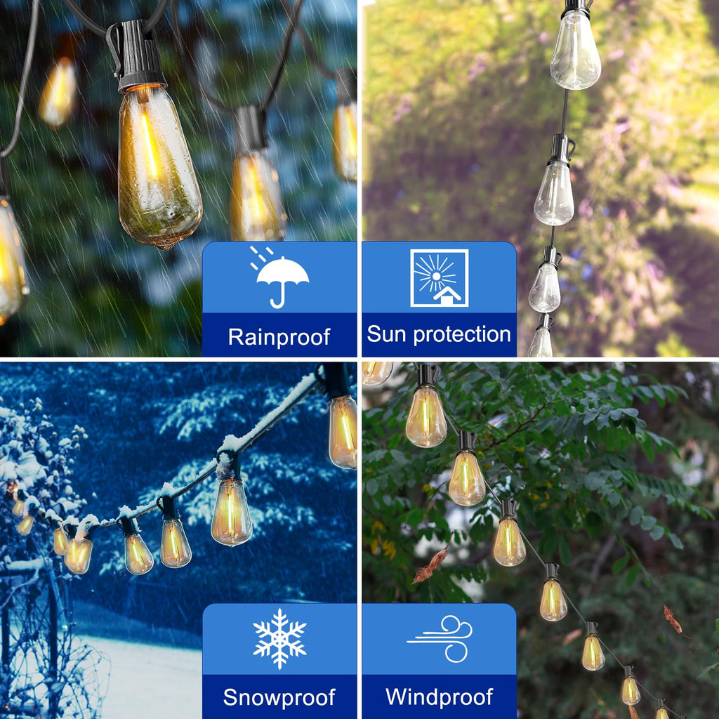 Stright 60FT Solar String Lights Weatherproof 15 LED for Patio Holiday