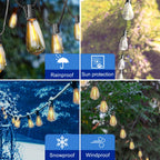 Stright 60FT Solar String Lights Weatherproof 15 LED for Patio Holiday
