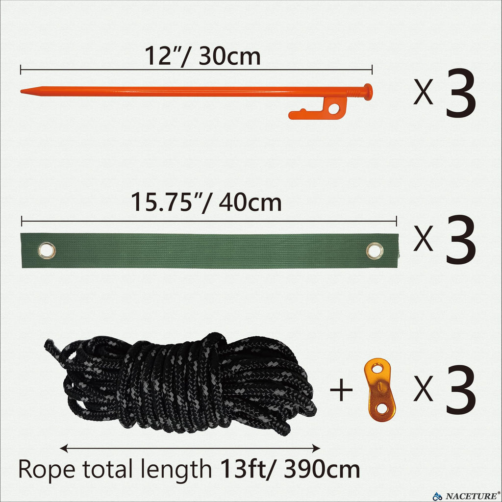 Tree Stake Kit – Heavy Duty Tree Stakes and Supports for Leaning Trees – Metal Stake for Straightening Kit with 3 Set Tree Stakes, for Staking and 13.12 Feet Tree Rope