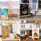 CDLong Seasonal Garden Flag Set of 12, Double Sided 12 x 18 Inch Yard Flags