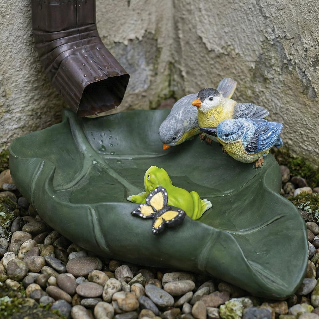 Elenon Frog Decorative Gutter Downspout Extension Statue, Lotus Leaf Gutter Guardian Rain Downspout Splash Block Outdoor, Garden Rain Downspout Extender for 3" × 4" Downspouts Decor
