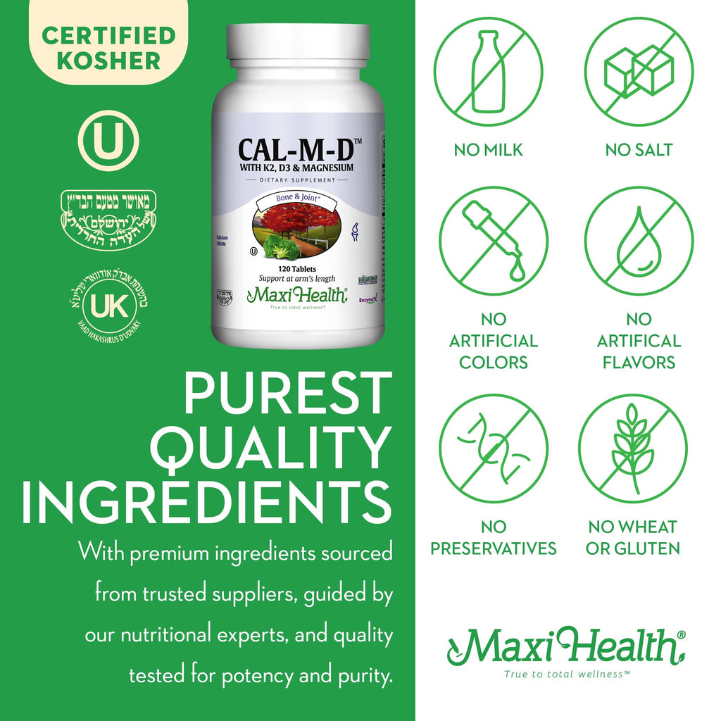 4-in-1 Calcium 1000mg with Vitamin D3 - Calcium Supplement for Women and Men with Vitamin K2 D3 1000 IU - Extra Strength Calcium Citrate for Bone and Heart Support (120ct)