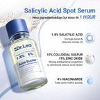 Dr.Leo 1.8% Salicylic Acid Spot Serum, Acne Treatment for Acne-Prone Sensitive Skin | Niacinamide, Fast Pimple Relief, Fades Acne Marks, Overnight & Period Breakouts, 0.34 fl oz (20 ml)