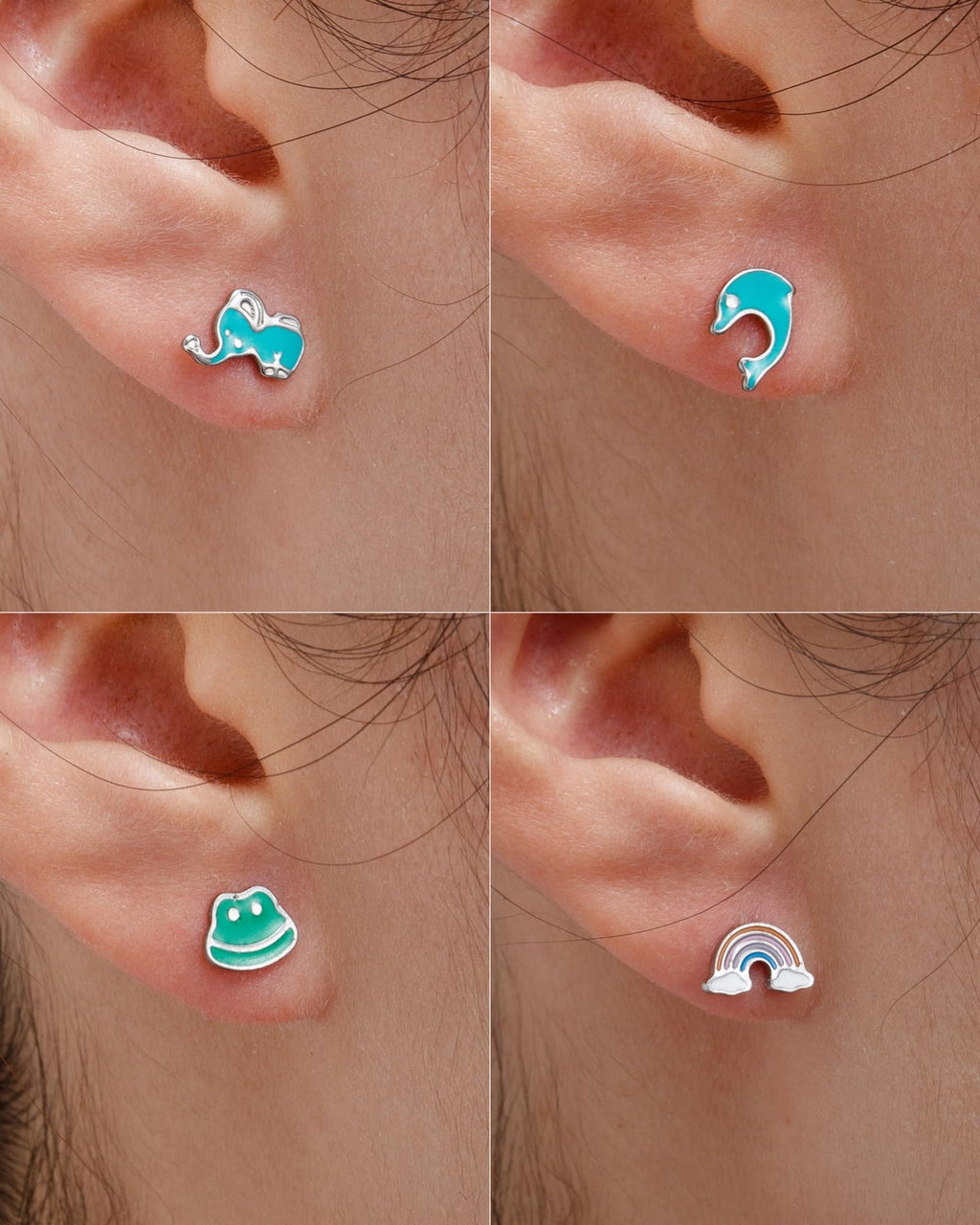 16 Pairs Hypoallergenic Screw Back Earrings for Women Girls 316L Stainless Steel Unicorn Butterfly Strawberry Cherry Flat Back Stud Earrings Jewelry Gift