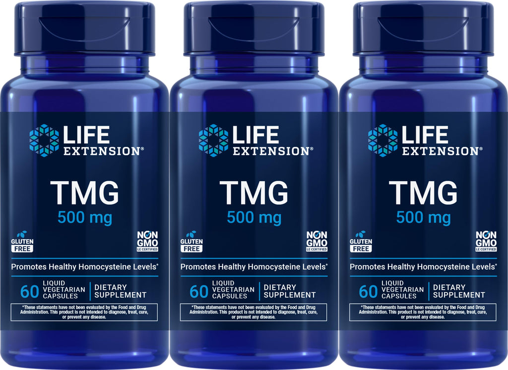 Life Extension TMG Liquid Vegetarian Capsules, 500 mg, 60 Count (Pack of 3)