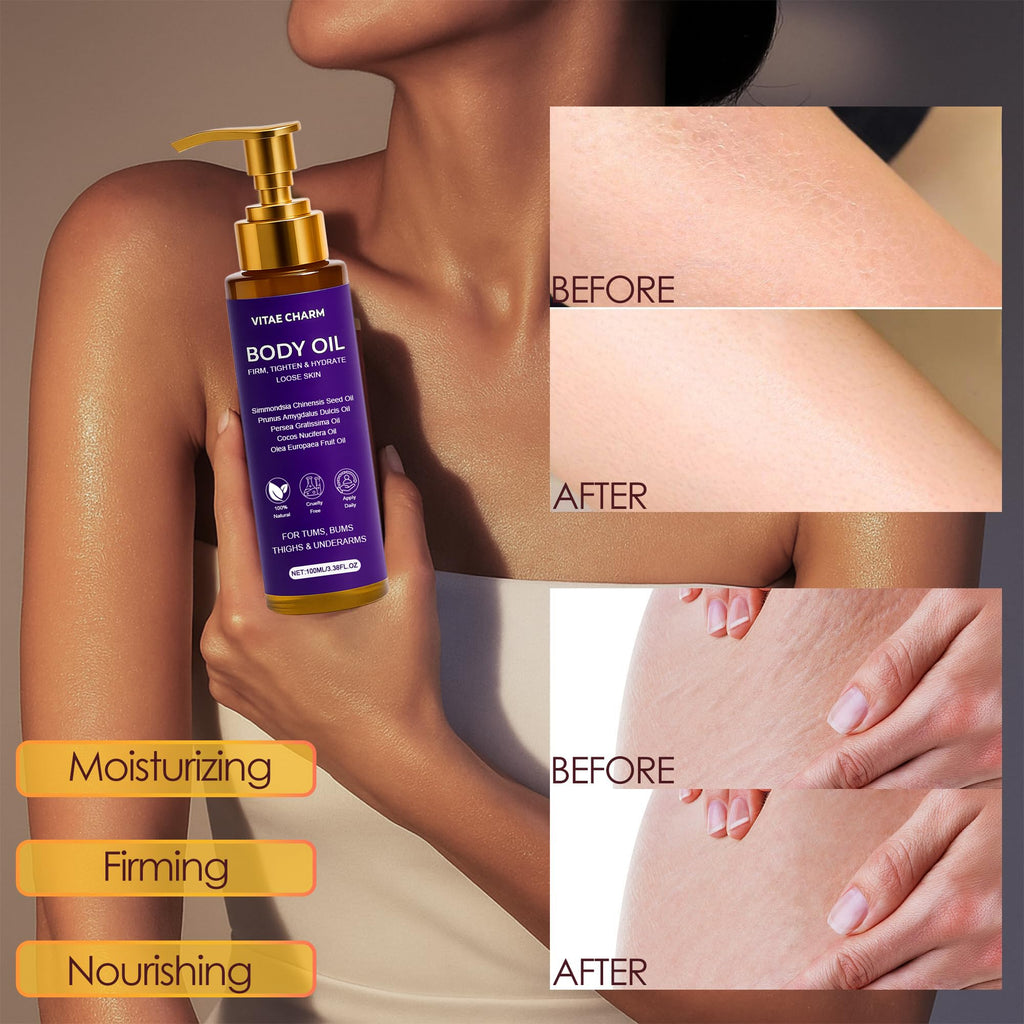 Zotreval Vitae Charm Body Oil, Luxury Body Oil for Crepe Skin, Firming Tightening & Hydrating Body Serum with Vitamin E and Sweet Almond Oil, Smooths Skin for Women