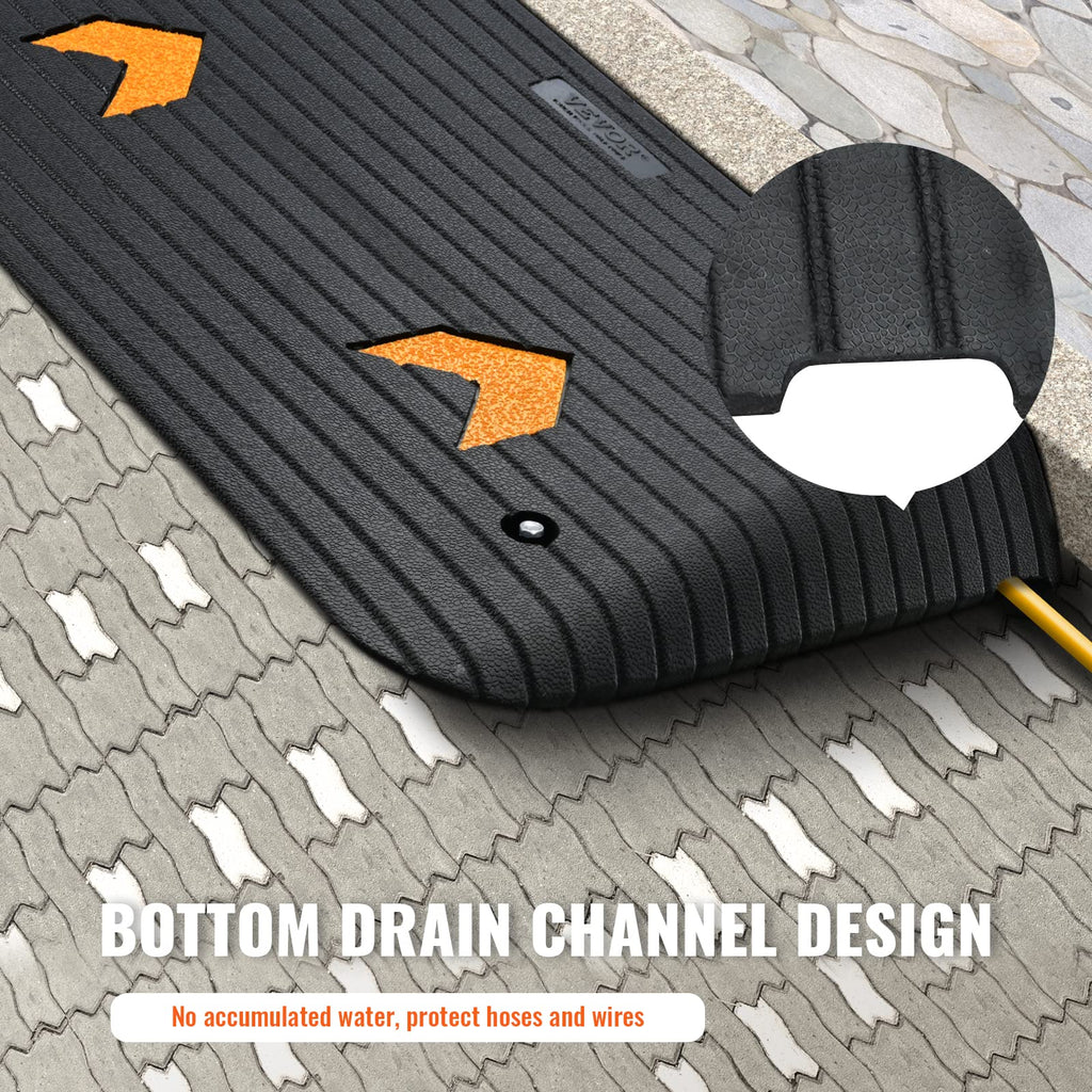 VEVOR 4" Rise Rubber Threshold Ramp, 35.5" Wide Wheelchair Ramp Doorway, Natural Curb Ramp, 33069Lbs Load Capacity, Non-Slip Textured Surface Rubber Curb Ramp for Wheelchair and Scooter