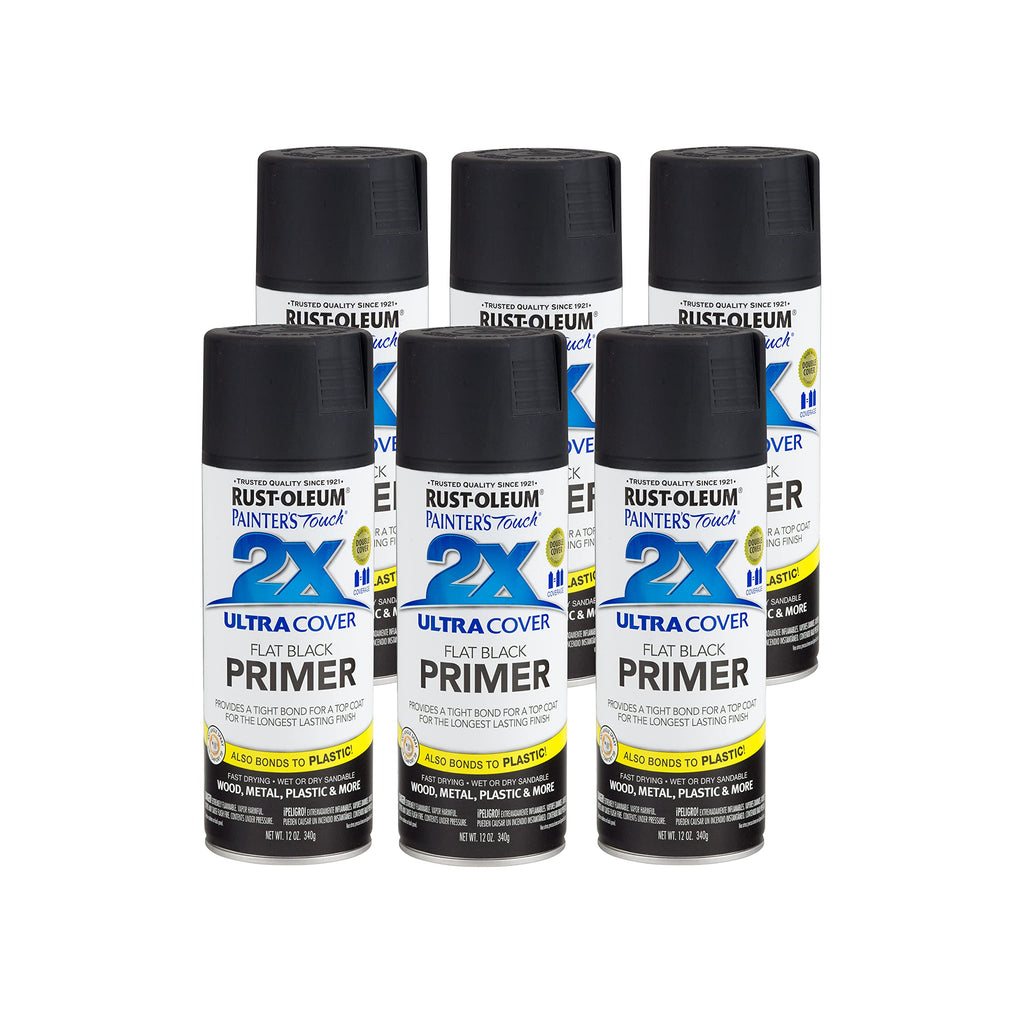 Rust-Oleum 249846-6 PK Painter's Touch 2X Ultra Cover, (Pack of 6), Flat Black Primer