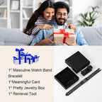 P. BLAKE Fathers Day Gift for Dad from Son Daughter, Stainless Steel Watch Bracelet Birthday Best Dad Ever Presents Jewelry for Daddy Papa Father