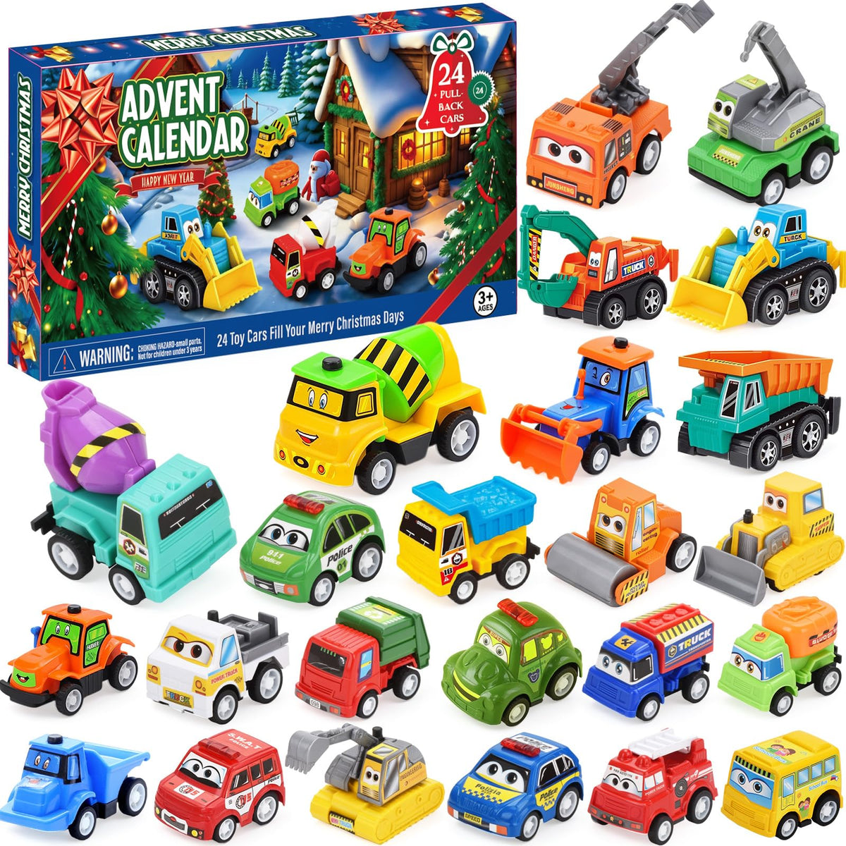 HozHoy Advent Calendar 2026 Kids Boys, 24 Days Toy Cars for Christmas, Blue