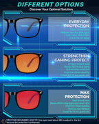 Vbewo 2 Packs Professional Sleep Glasses with 99.9% Blue Light Blocking Dual AR Coatings Lens ((02)-black+black, Red Lens(Max Protect))