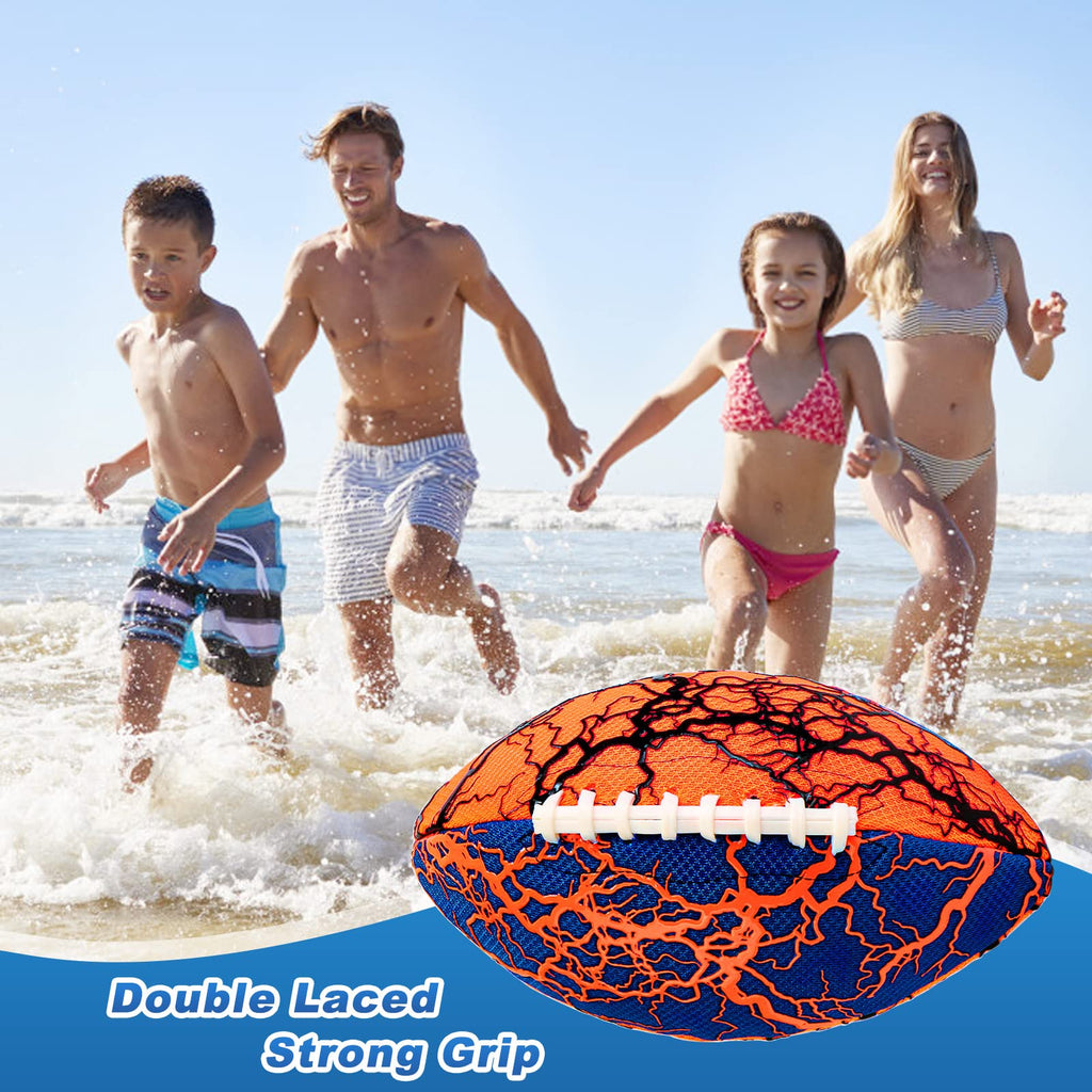 Jasonwell Pool Beach Water Football - 2Pack Strong Grip Waterproof Football for All-Weather Play Pool Toys Beach Games Outdoor Sports Toy Christmas Birthday Gifts for Kids Boys Teens Adults (ORN&BU)