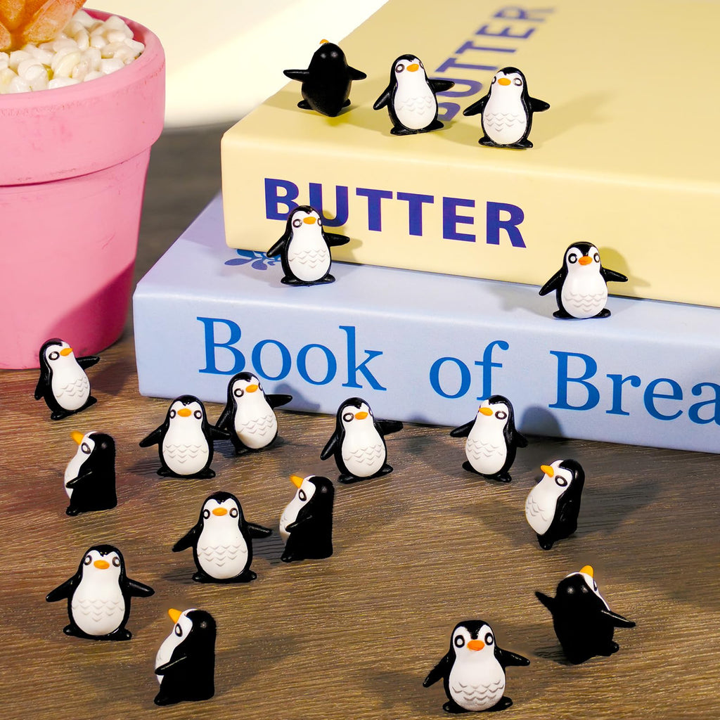 Bbiamsleep 130 Pcs Mini Penguin Figurines Mini Resin Penguins Winter Decor