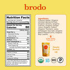 Brodo Deeply Rooted Organic Chicken Broth with Turmeric & Ginger, Nutrient-Rich Chicken Bone Broth Organic, High in Protein and Collagen for Wellness and Cooking, (6x 8.3 oz. Pouches)