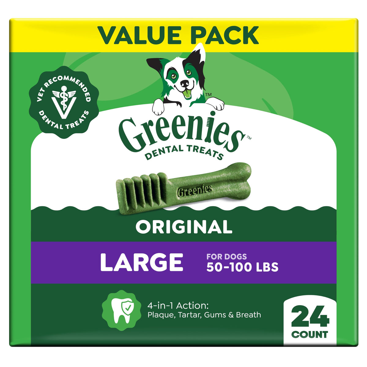 Greenies Large Natural Dental Dog Treats, Original Flavor, 24 Count