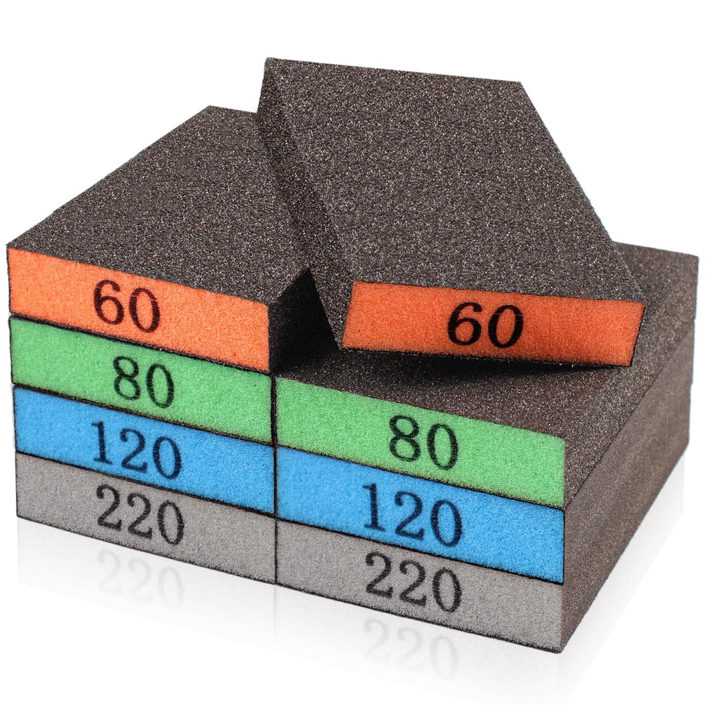 YNZDRWA 8 Pack Sanding Sponge, 60/80/120/220 Grit Sanding Blocks Assortment