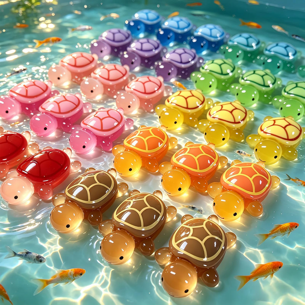 LIFCIUSO 30 Pcs Medium Glow in The Dark 3D Resin Turtles Miniature