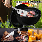 Romanticist 23pcs Stainless Steel BBQ Grill Tools & Accessories Kit, Brown
