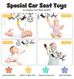 Spiral Car Seat Baby Toys 0-6 Months, Infant Carseat High Contrast Sensory Toys Hanging Stroller Accessories, Newborn Gifts for Baby Boys Girls Essentials, Cute Black and White Cow